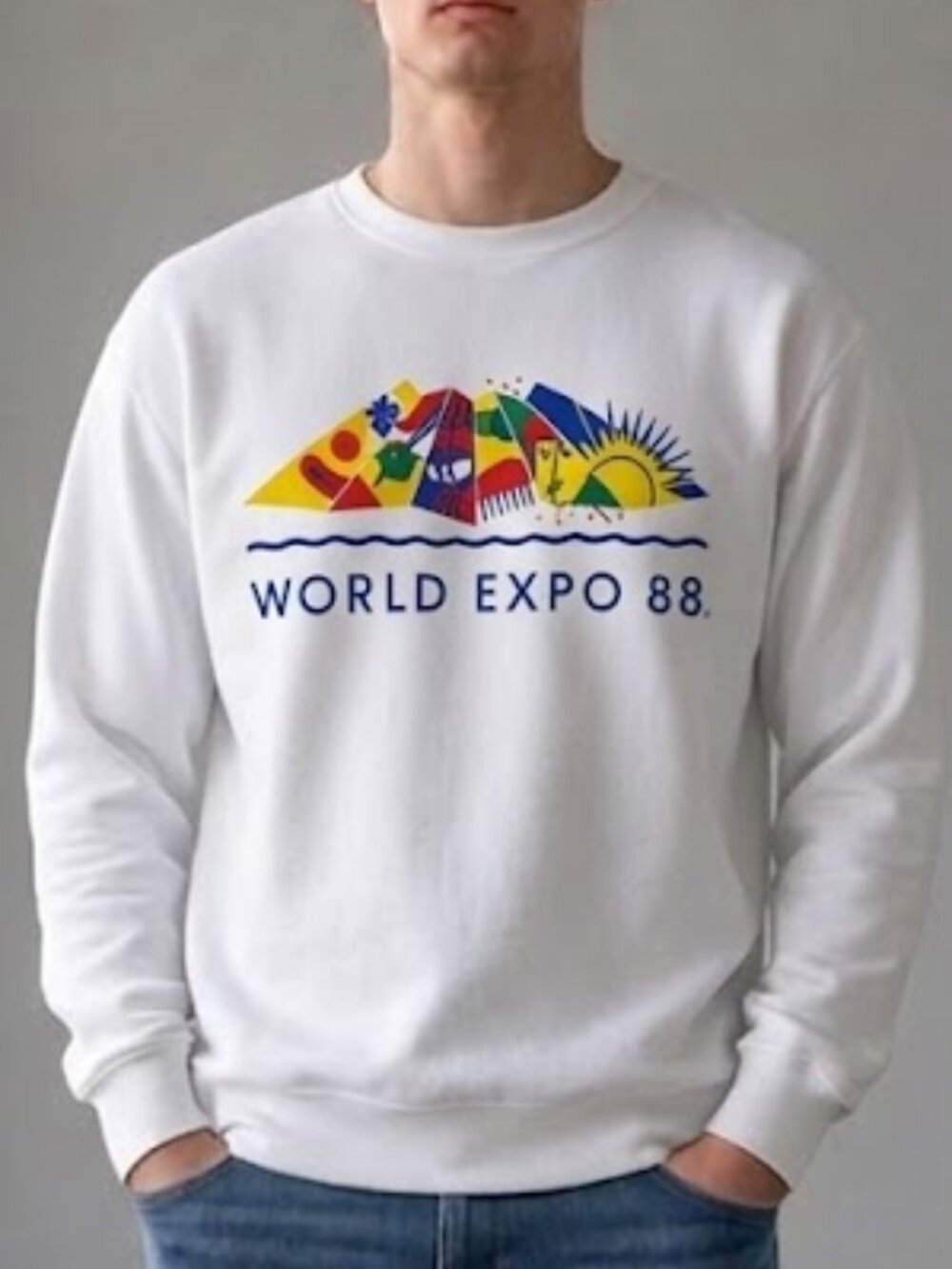 Vintage 1988 World Expo '88 Brisbane Australia White Sweatshirt Men's XL